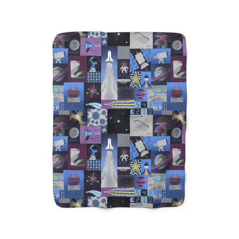 Space Exploration Sherpa Fleece Blanket
