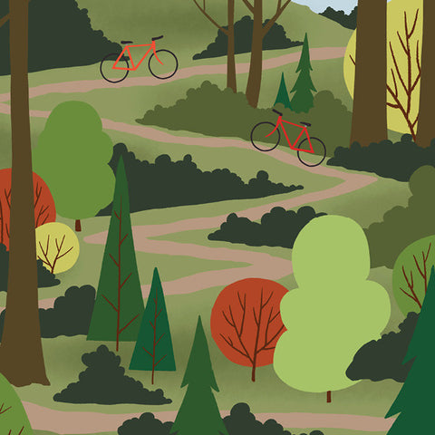 We're Going Biking - Trail Climb - Art Print - Snow Alligator by Jason Blower