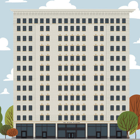 Edmonton - McLeod Building - Art Print - Snow Alligator by Jason Blower