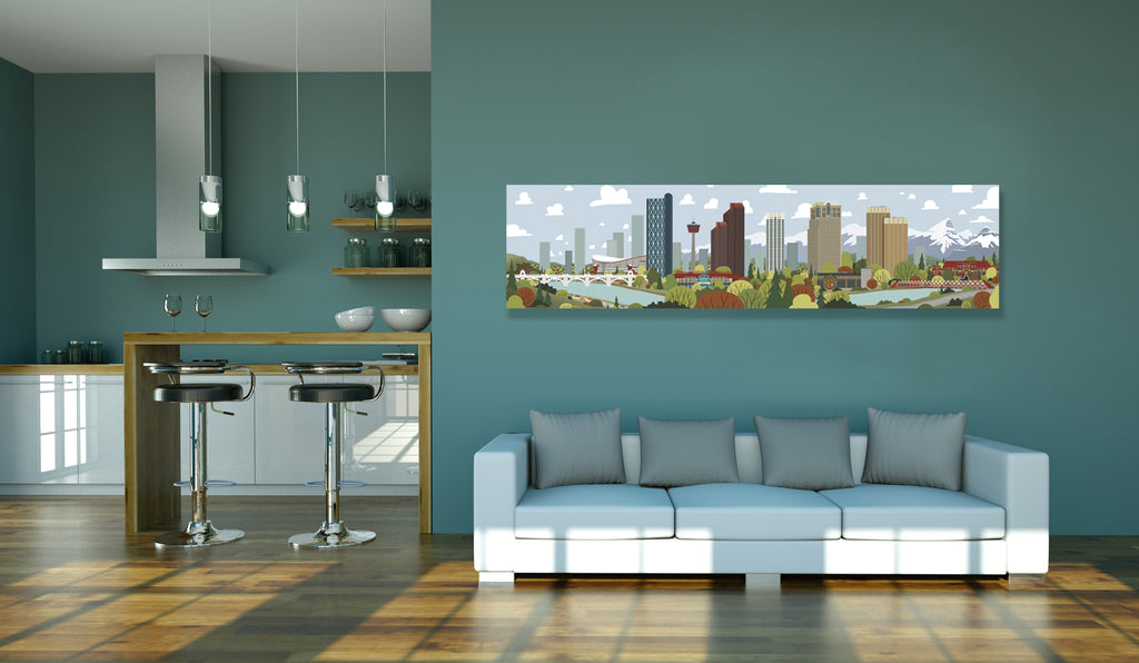 Calgary Skyline Canvas Snow Alligator