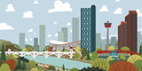 Calgary Skyline Canvas - Art Print - Snow Alligator by Jason Blower
