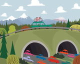 We're Going Biking - Overpass - Art Print - Snow Alligator by Jason Blower
