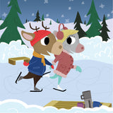 Mouse and Deer - Skating - Art Print - Snow Alligator by Jason Blower