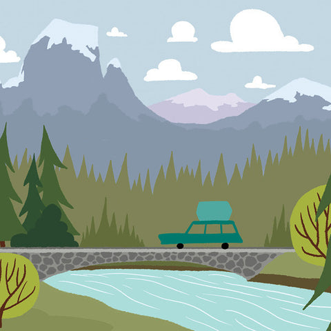 We're Going Camping - Bridge - Art Print - Snow Alligator by Jason Blower