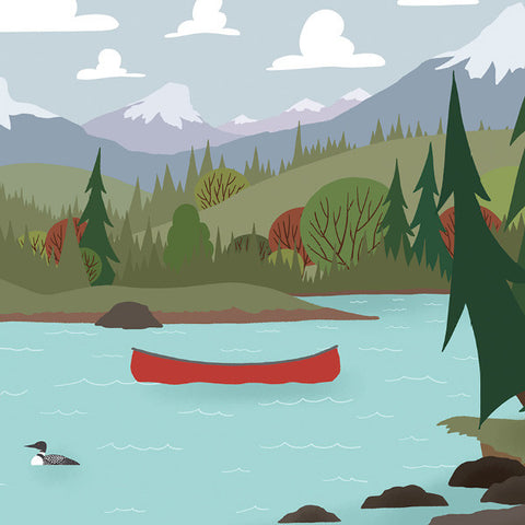 We're Going Canoeing - Lake Crossing - Art Print - Snow Alligator by Jason Blower