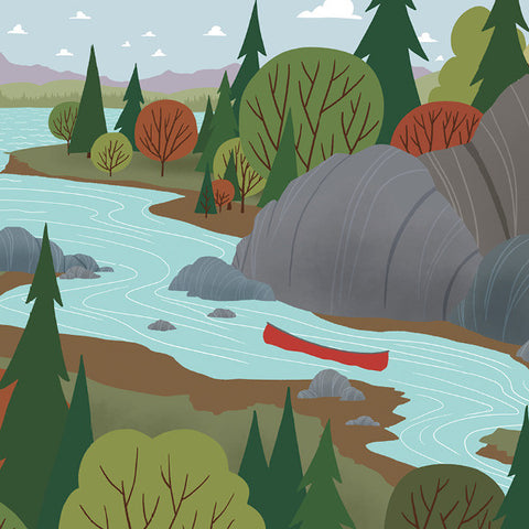 We're Going Canoeing - Creek - Art Print - Snow Alligator by Jason Blower