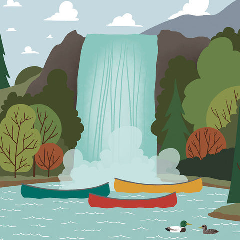 We're Going Canoeing - Waterfall - Art Print - Snow Alligator by Jason Blower