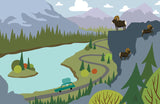 We're Going Camping - Through the Pass - Art Print - Snow Alligator by Jason Blower