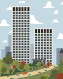 Edmonton - Telus Towers - Art Print - Snow Alligator by Jason Blower